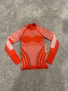 Adidas by Stella McCartney Red and Pink Graphic Long-Sleeve Athletic Top